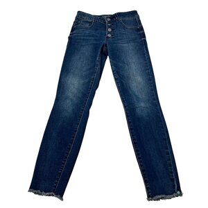 Maurices Womens Ever Flex Skinny Jeans Button Fly Raw Cuff Size 0 Short